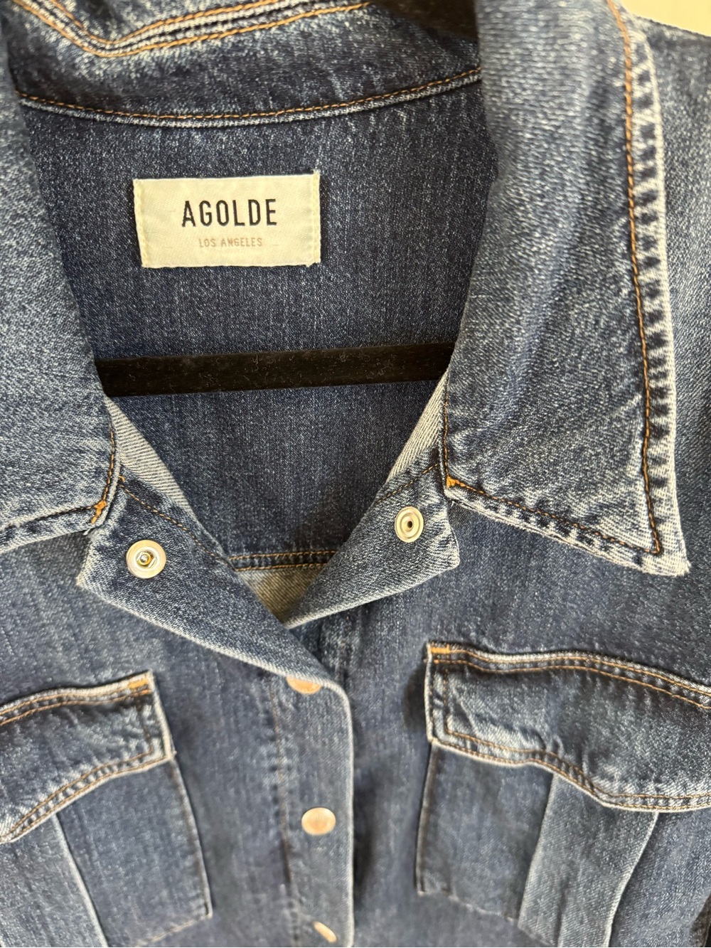 Agolde Dark Blue Cropped Denim shirt - Picture 6 of 8